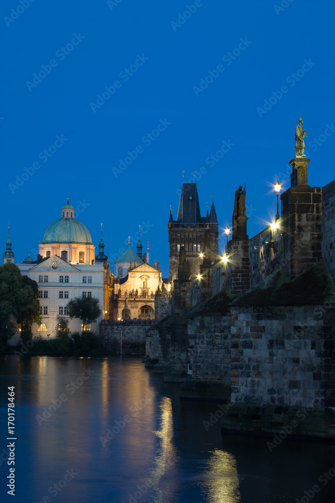 Francis of Assisi church along with Charles Bridge in Prague