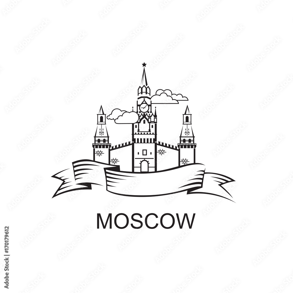 Naklejka premium emblem of Kremlin tower in Moscow Red square