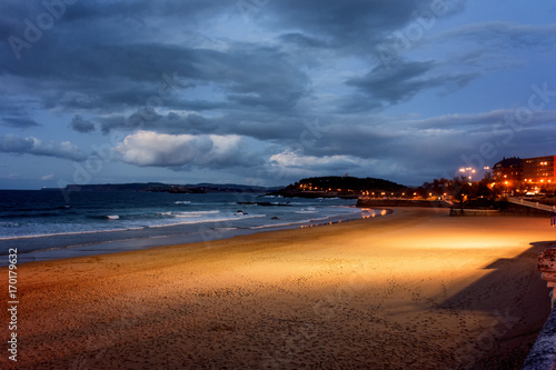 Playa del sardinero al anochecer photo