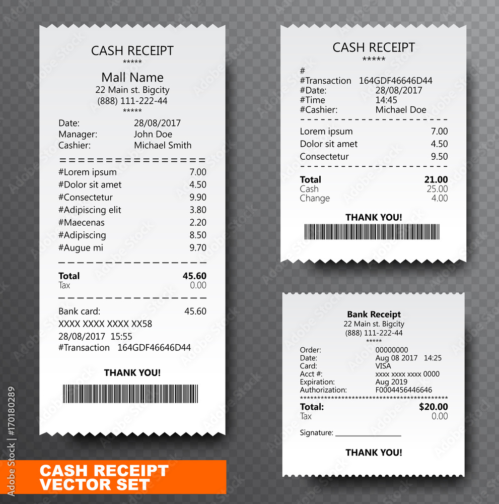Set Paper check, reciept and financial-check isolated on In Cashiers Check Template