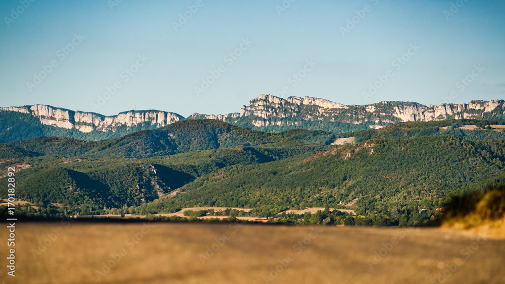 Naklejka premium View from the road on the european mountains and hills