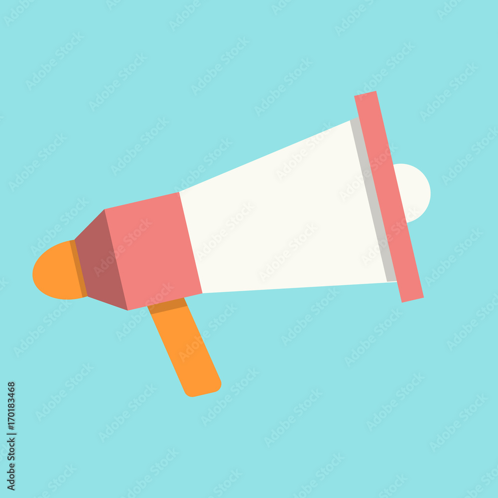 Megaphone illustration in flat style. Megaphone illustration in flat style.