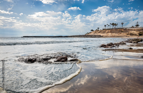 View of Playa de Fanabe, Fanabe Beach in Tenerife, Canary Islands - Spain.  photo