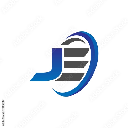 Cuadro en lienzo vector initial logo letters je with circle swoosh blue gray