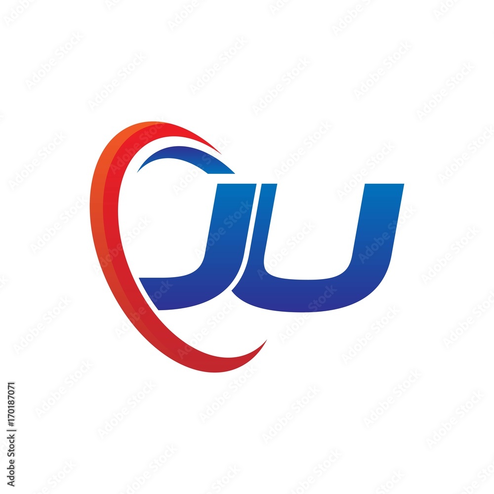 modern dynamic vector initial letters logo ju with circle swoosh red blue modern dynamic vector initial letters logo ju with circle swoosh red blue