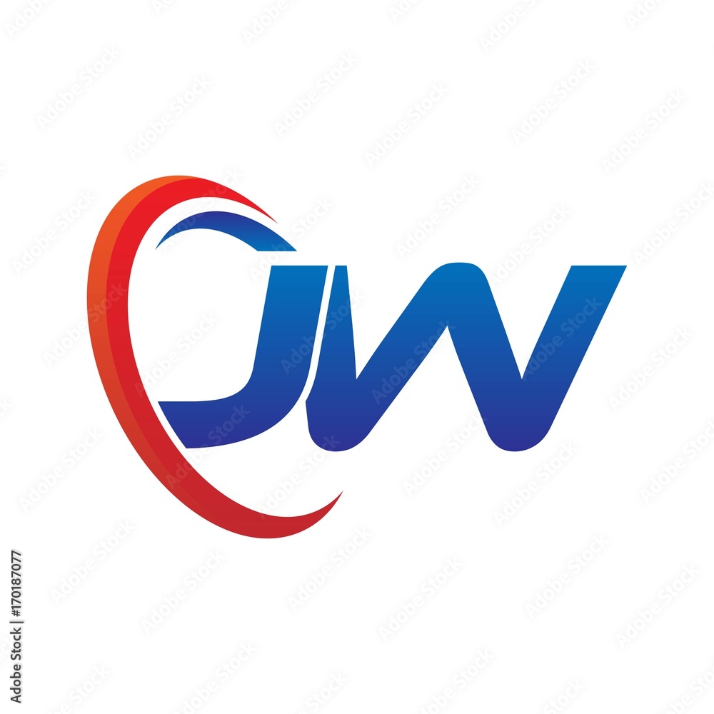 modern dynamic vector initial letters logo jw with circle swoosh red blue modern dynamic vector initial letters logo jw with circle swoosh red blue