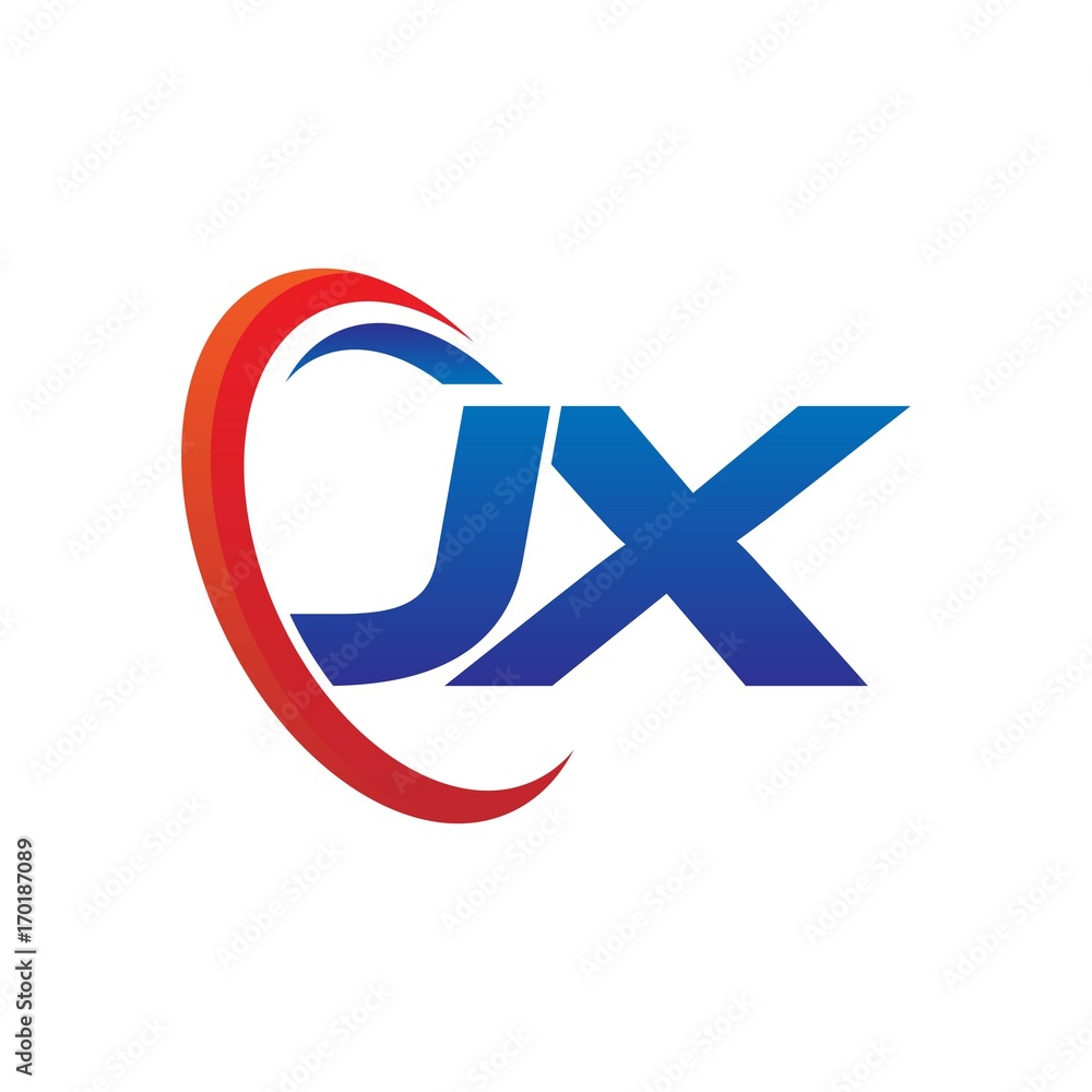 modern dynamic vector initial letters logo jx with circle swoosh red blue modern dynamic vector initial letters logo jx with circle swoosh red blue