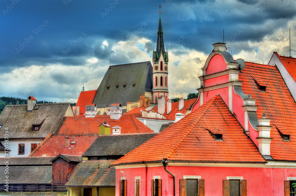View of Cesky Krumlov town, a UNESCO heritage site in Czech Republic