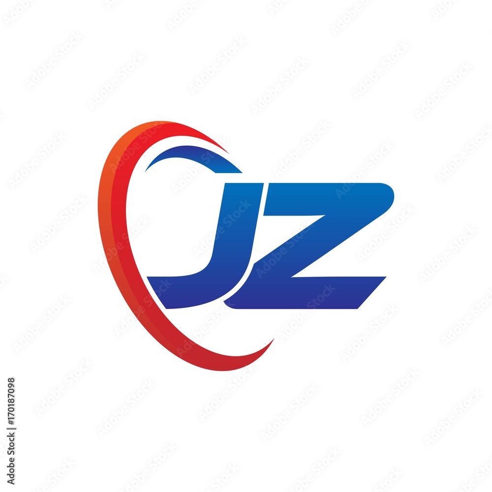 modern dynamic vector initial letters logo jz with circle swoosh red blue modern dynamic vector initial letters logo jz with circle swoosh red blue