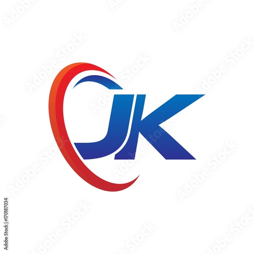 Free Download modern dynamic vector initial letters logo jk with circle swoosh red blue - GFXLoad
