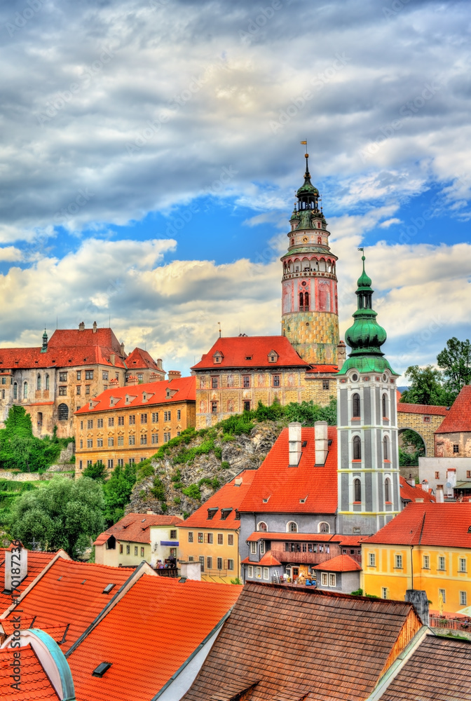 Fototapeta premium View of Cesky Krumlov town, a UNESCO heritage site in Czech Republic