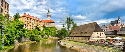 View of Cesky Krumlov town, a UNESCO heritage site in Czech Republic