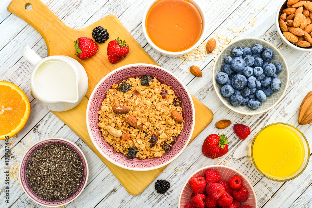 Ingredients for healthy breakfast Ingredients for healthy breakfast