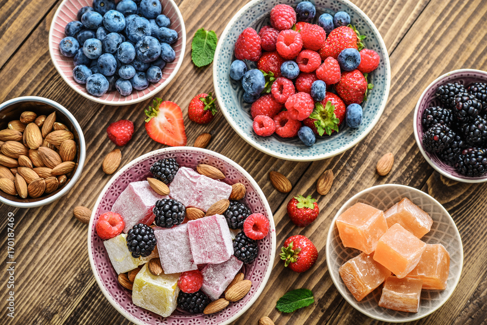 Turkish delight with nuts and berries Turkish delight with nuts and berries