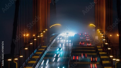 Wide time lapse shot of Golden Gate Bridge
