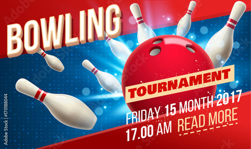 vector illustration of bowling realistic theme eps 10  pins ball place for text