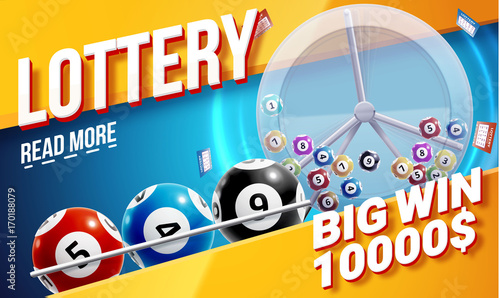 vector illustration of lottery banners with realistic icons balls coins lottery ticket and place for text