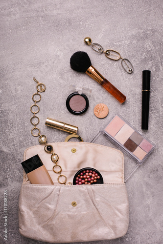 Make up bag with cosmetics 