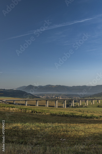 Fototapeta Naklejka Na Ścianę i Meble -  View near Ruzomberok town with highway bridge