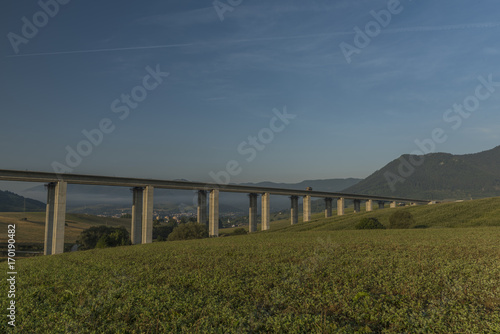 View near Ruzomberok town with highway bridge