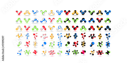 Obraz na plátně Set of minimal geometric multicolor symbol set shapes