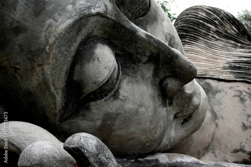 Buddha statue. Buddha's face closeup