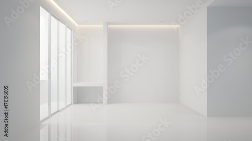 interior empty 3D rendering wall white