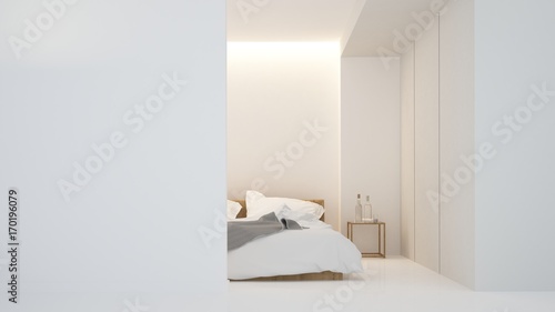 The interior bedroom space furniture 3d rendering and background decoration in hotel