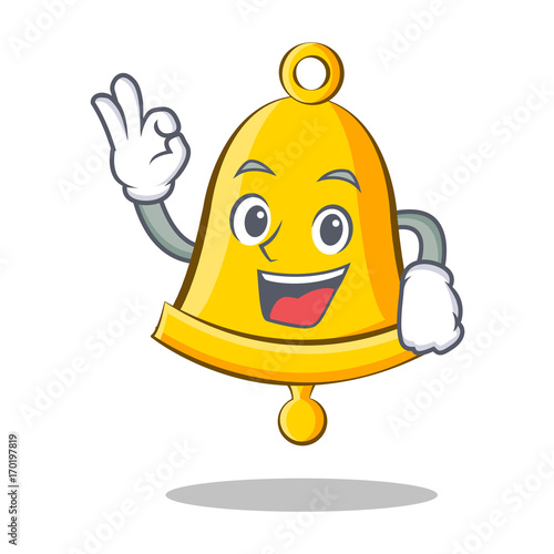 Okay school bell character cartoon
