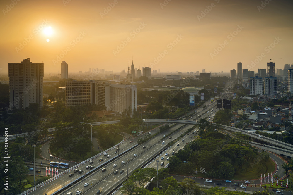 Fototapeta premium Road junction of Semanggi in the downtown