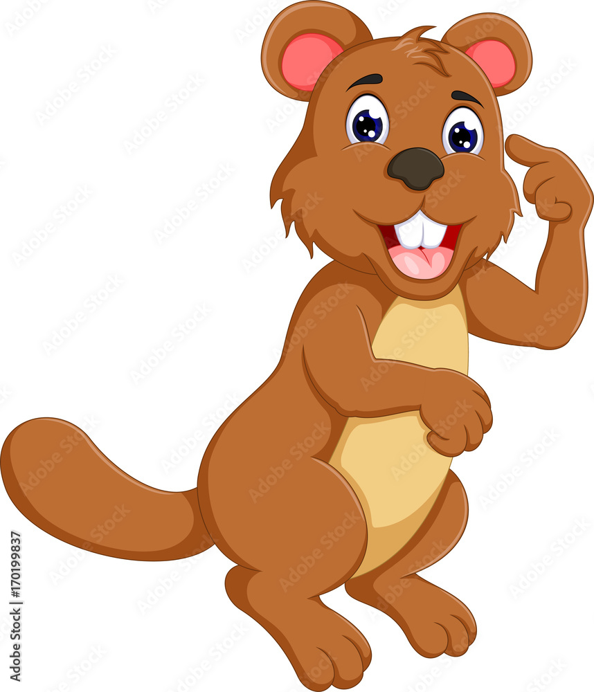 cute marmot cartoon thinking with smile