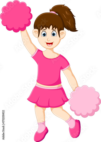 Beautiful cheerleading cartoon posing