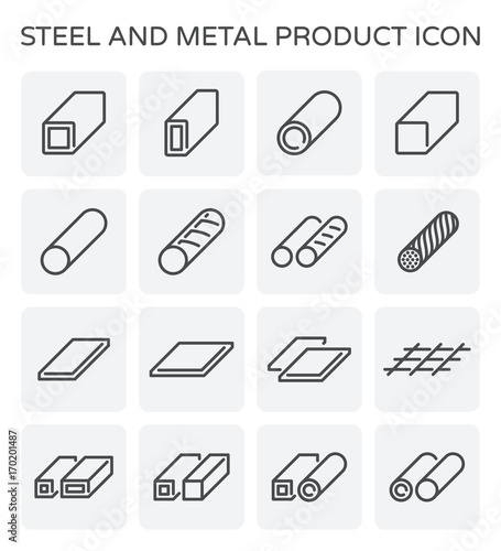 Vector line icon of steel pipe and plate product  for industry work.