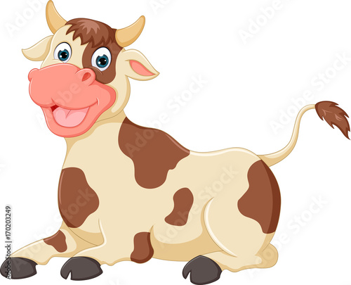 Cute cow enjoying cartoon