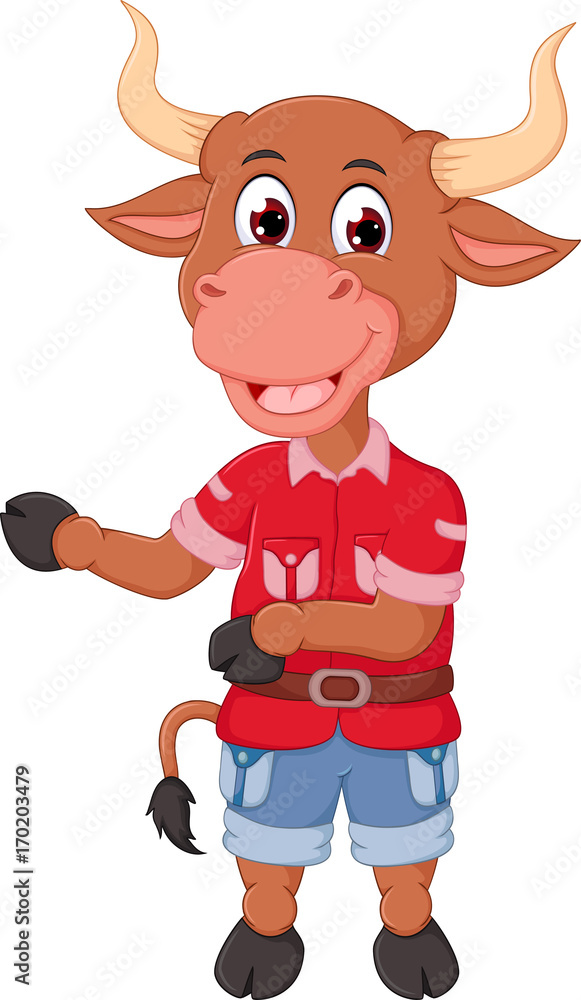 Strong bull cartoon with dancing Strong bull cartoon with dancing