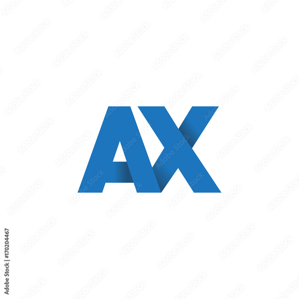 Initial letter logo AX, overlapping fold logo, blue color
Initial letter logo AX, overlapping fold logo, blue color