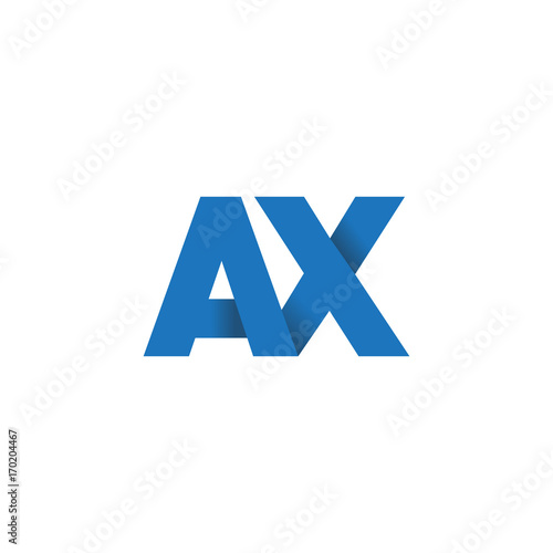 Initial letter logo AX, overlapping fold logo, blue color

