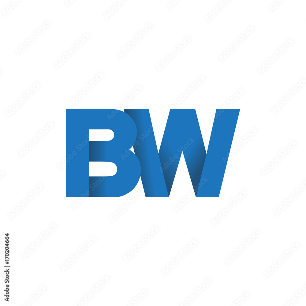 Initial letter logo BW, overlapping fold logo, blue color Initial letter logo BW, overlapping fold logo, blue color