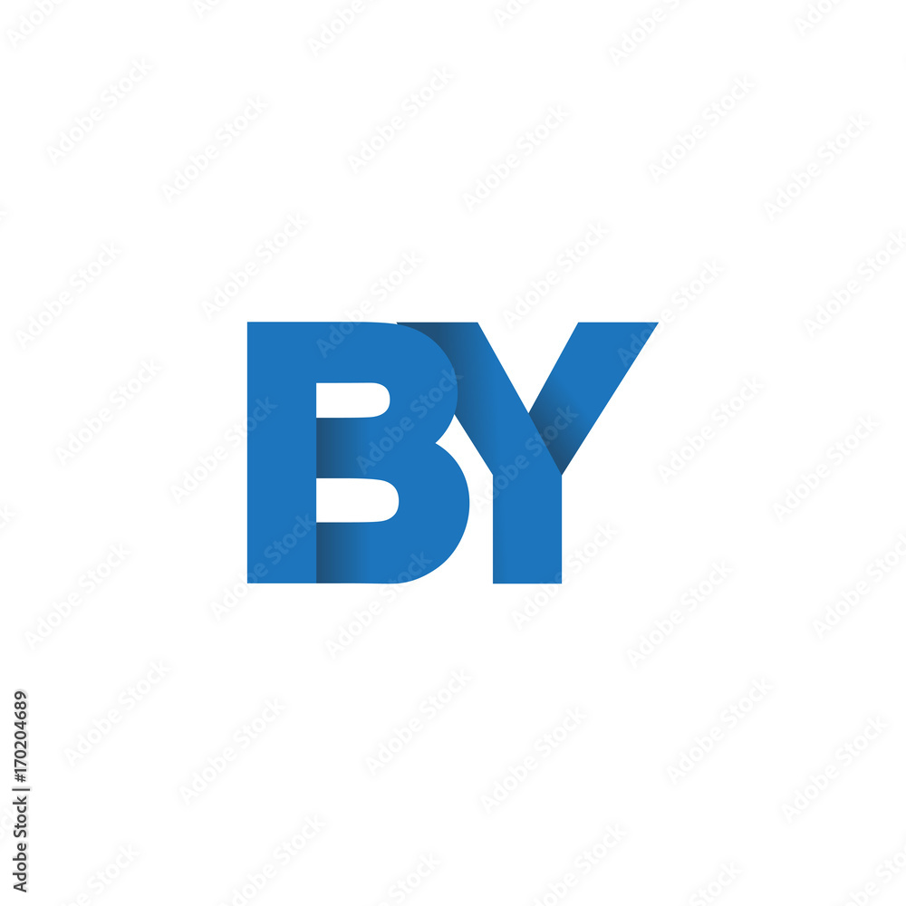 Initial letter logo BY, overlapping fold logo, blue color Initial letter logo BY, overlapping fold logo, blue color