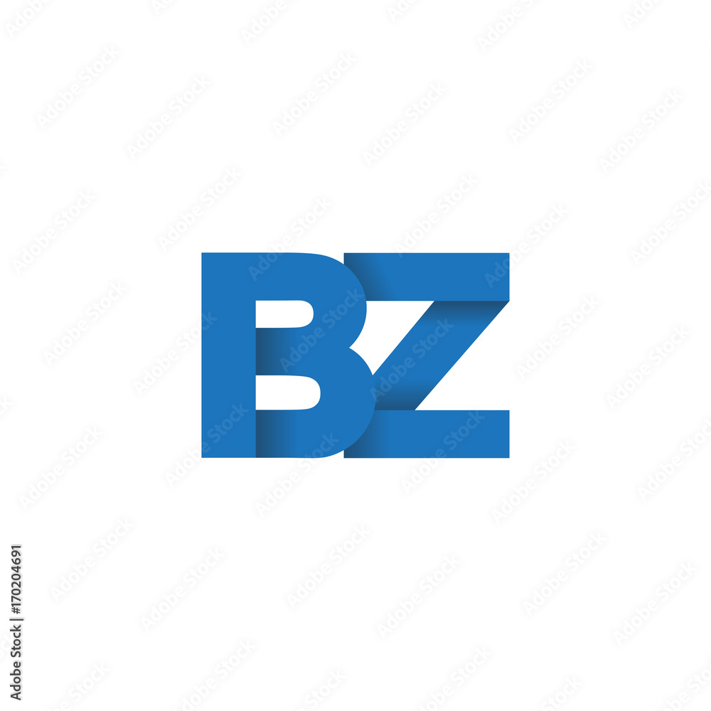 Initial letter logo BZ, overlapping fold logo, blue color Initial letter logo BZ, overlapping fold logo, blue color