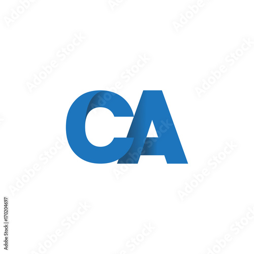 Initial letter logo CA, overlapping fold logo, blue color