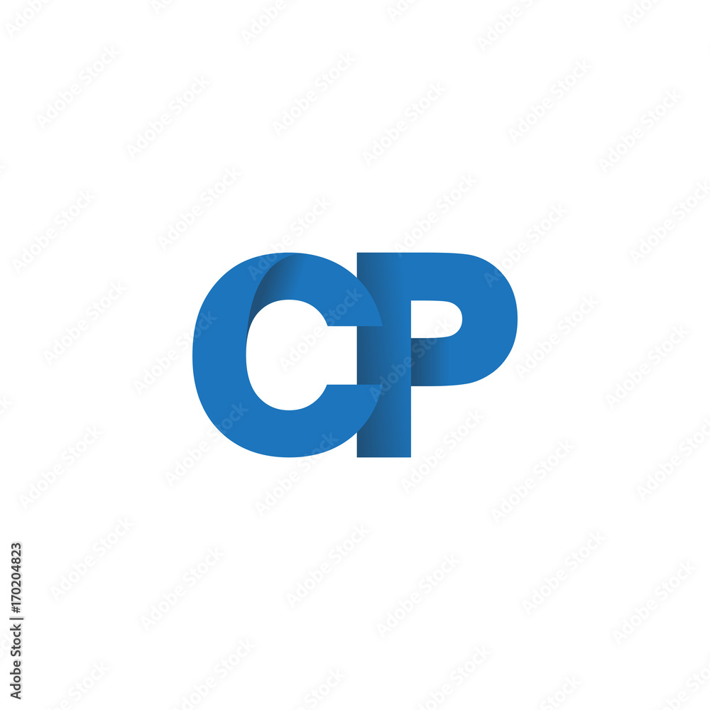 Initial letter logo CP, overlapping fold logo, blue color Initial letter logo CP, overlapping fold logo, blue color