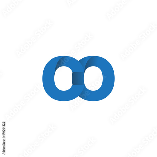 Initial letter logo CO, overlapping fold logo, blue color
