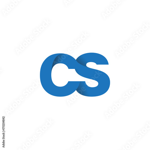 Initial letter logo CS, overlapping fold logo, blue color