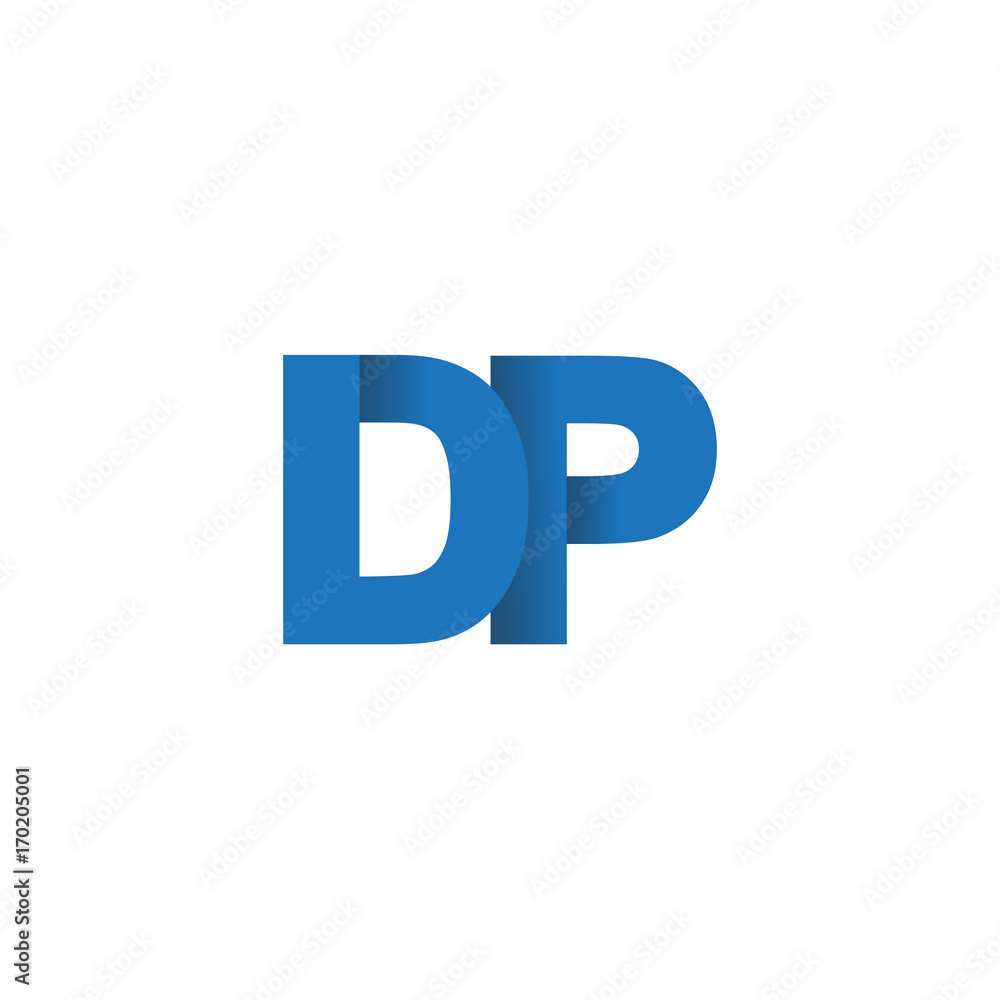 Initial letter logo DP, overlapping fold logo, blue color Initial letter logo DP, overlapping fold logo, blue color