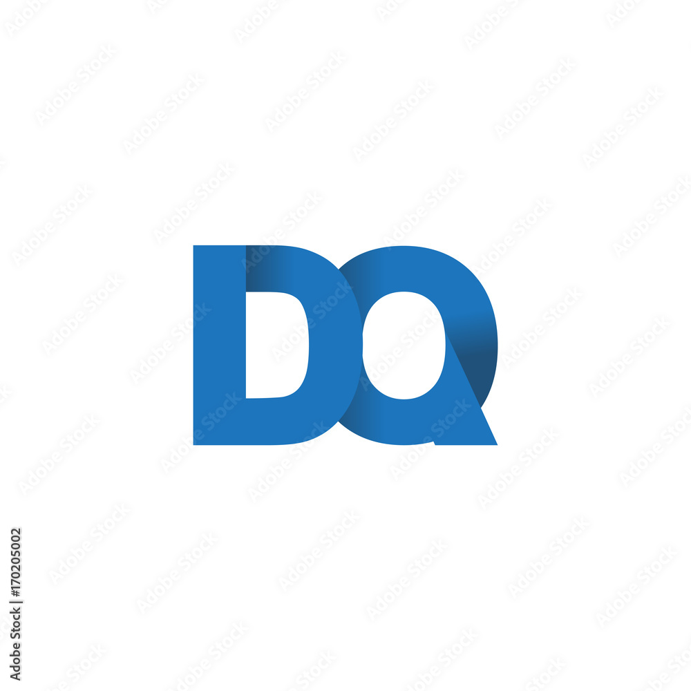 Initial letter logo DQ, overlapping fold logo, blue color Initial letter logo DQ, overlapping fold logo, blue color
