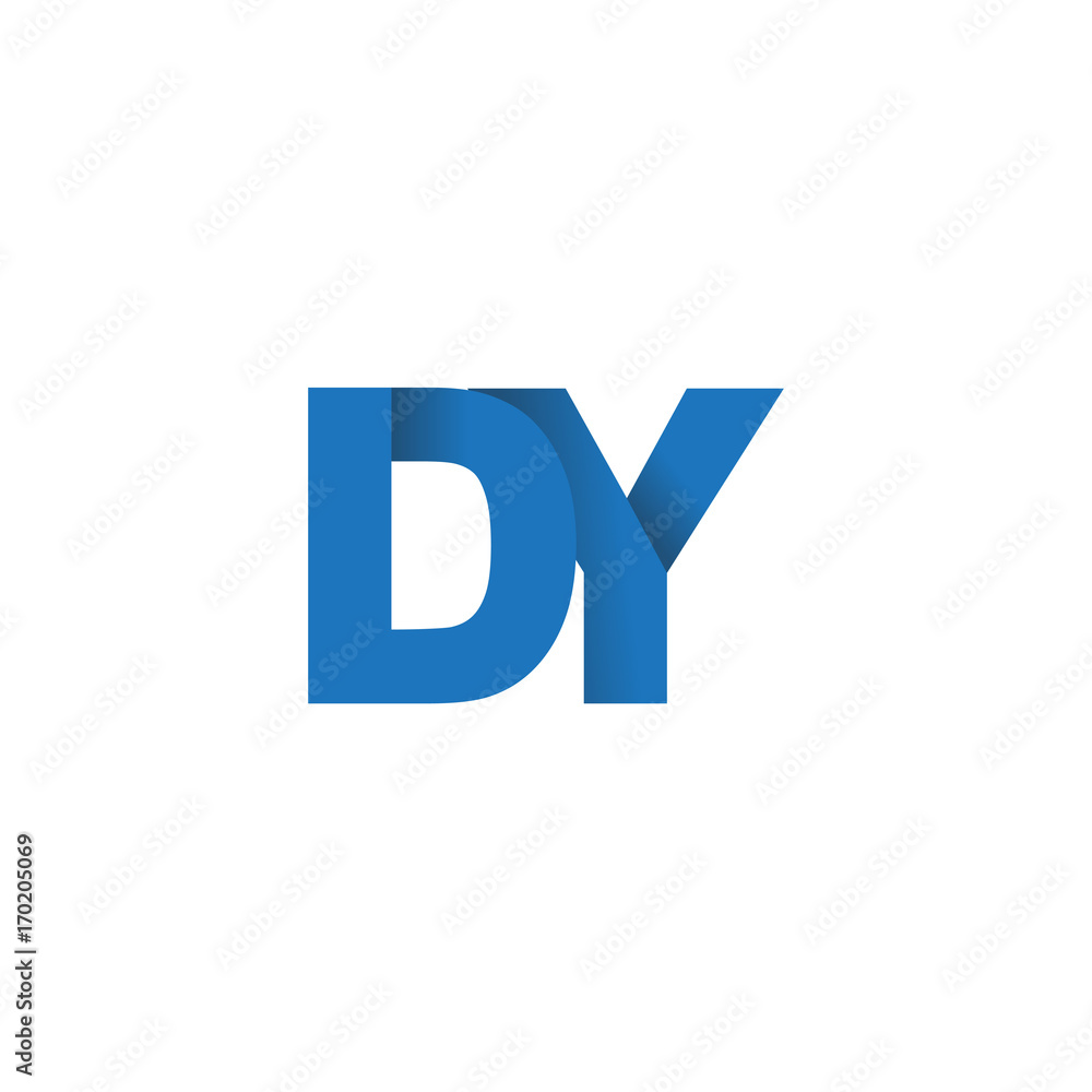 Initial letter logo DY, overlapping fold logo, blue color Initial letter logo DY, overlapping fold logo, blue color