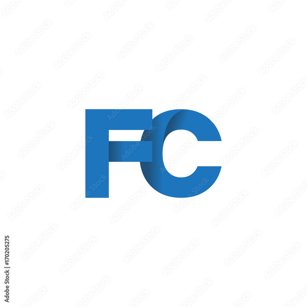 Initial letter logo FC, overlapping fold logo, blue color Initial letter logo FC, overlapping fold logo, blue color