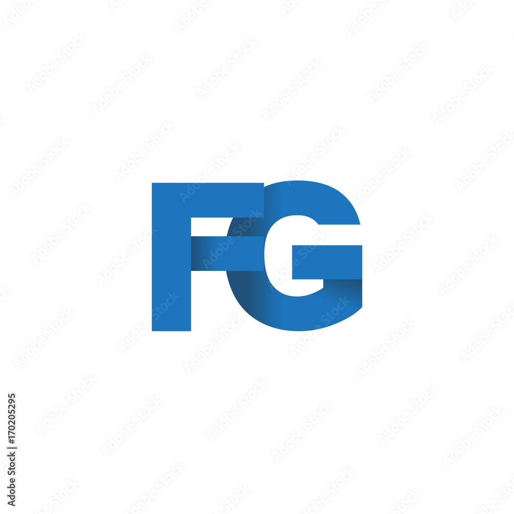 Initial letter logo FG, overlapping fold logo, blue color Initial letter logo FG, overlapping fold logo, blue color