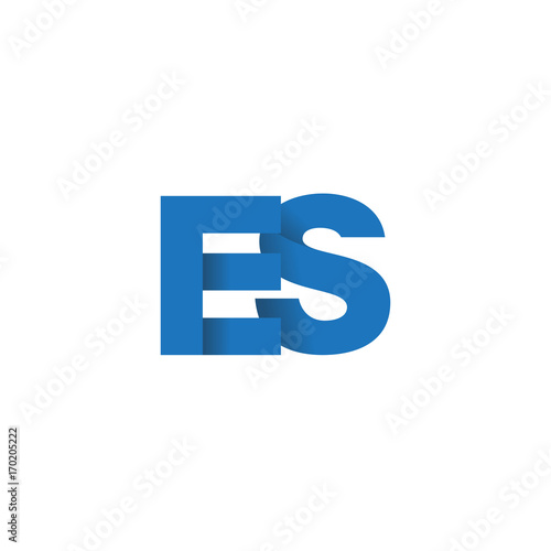 Initial letter logo ES, overlapping fold logo, blue color